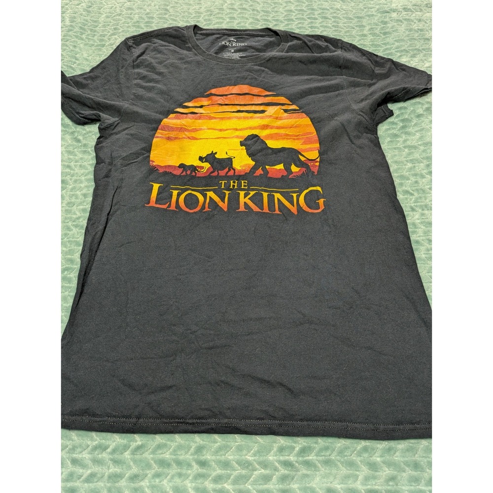 Disney The Lion King Graphic T-Shirt Mens Medium Black Sunset Simba Timon Pumbaa